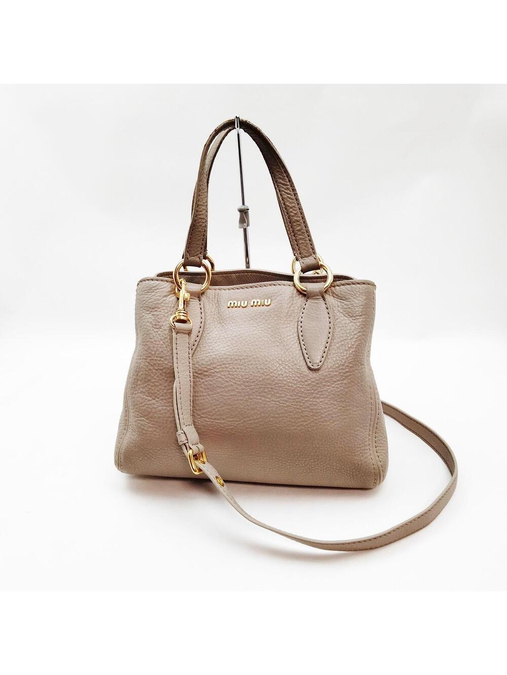 Miu Miu Hand Bag Beige Leather 3299254